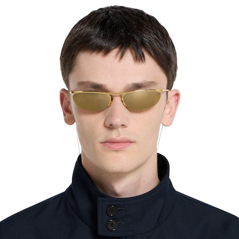 Foldable oval-shaped sunglasses - gold-toned