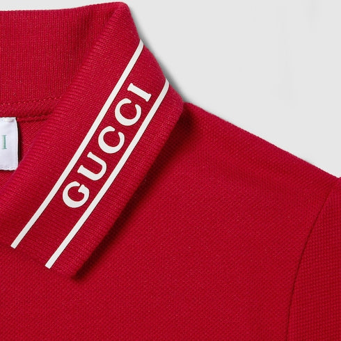 Children's cotton polo shirt - red
