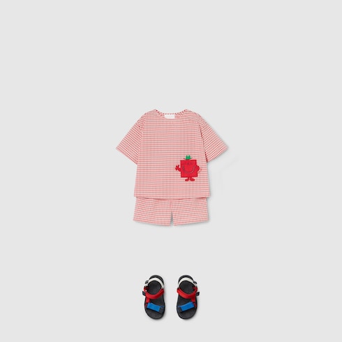 Baby gingham cotton T-shirt - red and white