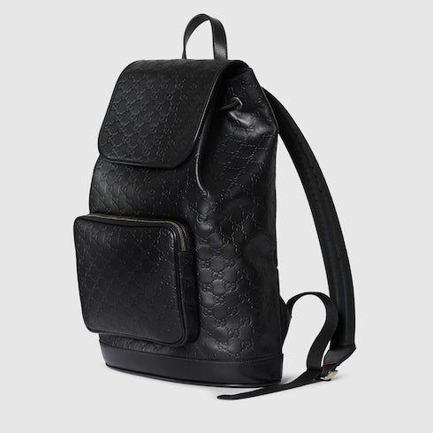 GG Emblem medium backpack - black GG leather