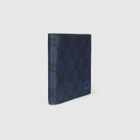 Dusty blue interior GG bi-fold wallet - dark blue GG Supreme