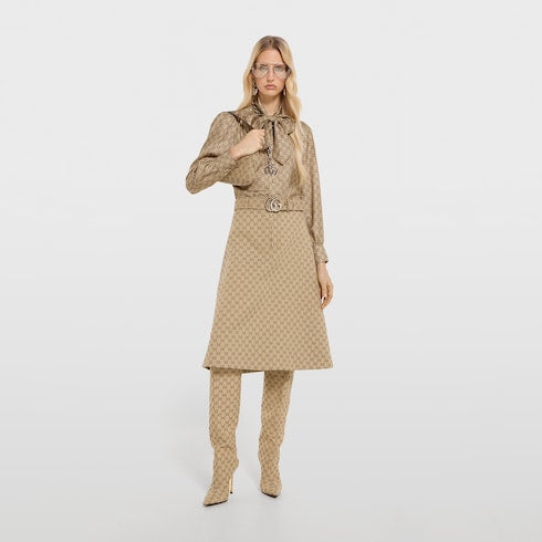Flat Marmont belt - sand GG canvas