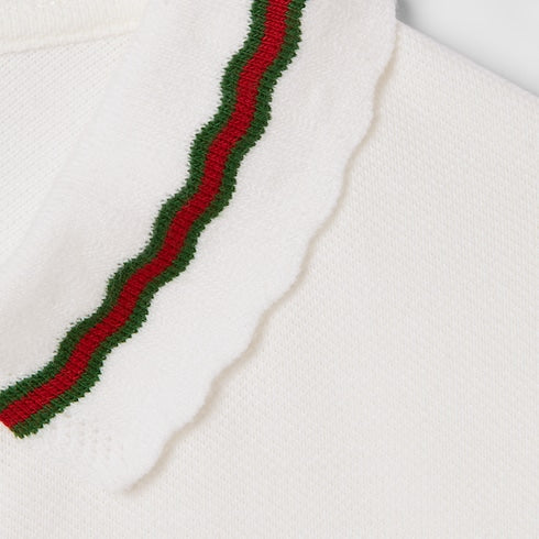 Children's mini polo dress with Web - white