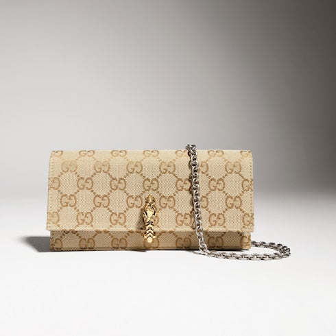 Dionysus wallet on chain - sand and brown GG canvas