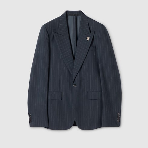 Gucci pinstripe wool jacket - dark blue and grey