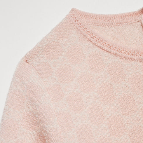 Children's GG wool jacquard dress - light pink