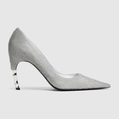 Women's Castello pump - grey calf hair