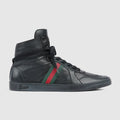 Men's Stretch high-top sneaker - black leather