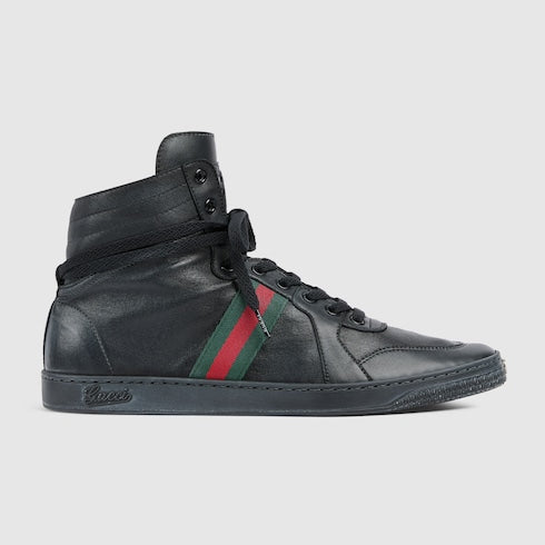 Men's Stretch high-top sneaker - black leather