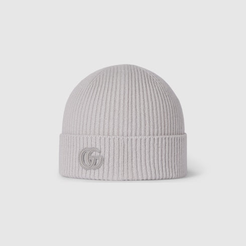Cashmere hat with patch - light grey