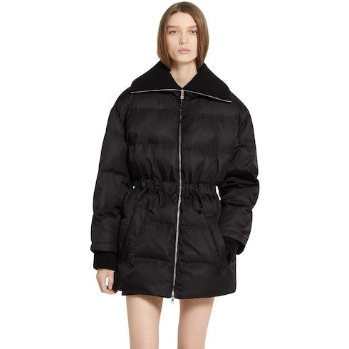 Gabardine fine nylon jacket with logo - black