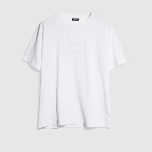 Cotton jersey T-shirt with embroidery - white