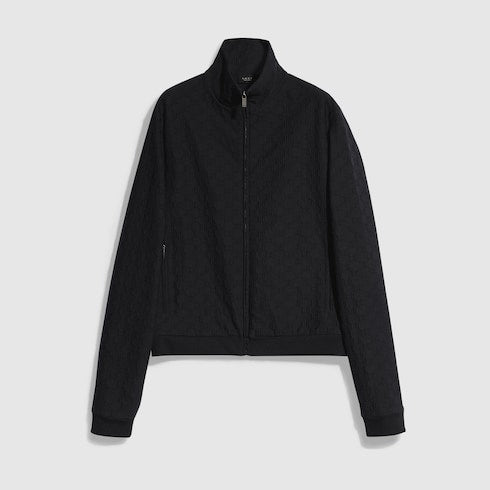 GG jersey jacquard zip jacket - black