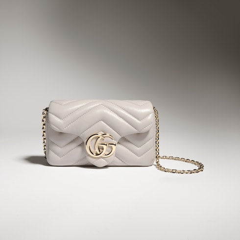 GG Marmont mini shoulder bag - light grey leather
