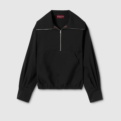 Wool sweater with Gucci detail - dark blue