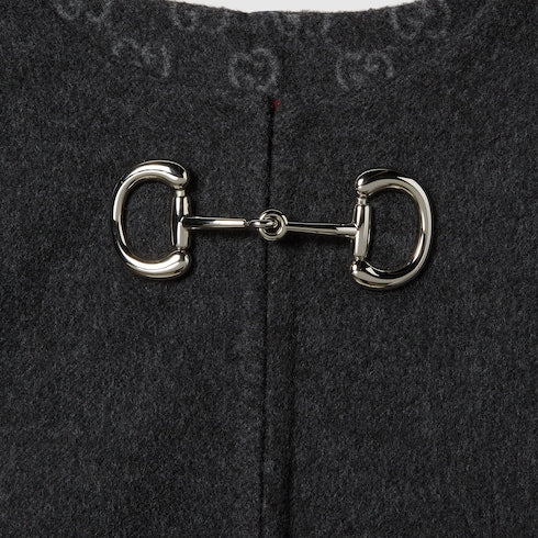 Silk wool cape with Horsebit - dark grey