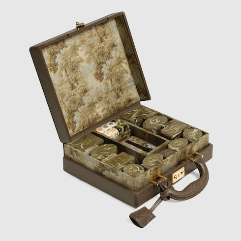 Decorative Poker set with Web and Double G - beige and ebony GG Supreme