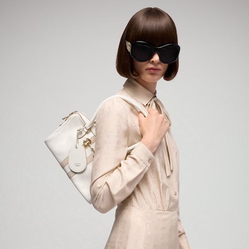 Borsetto medium boston bag - white leather