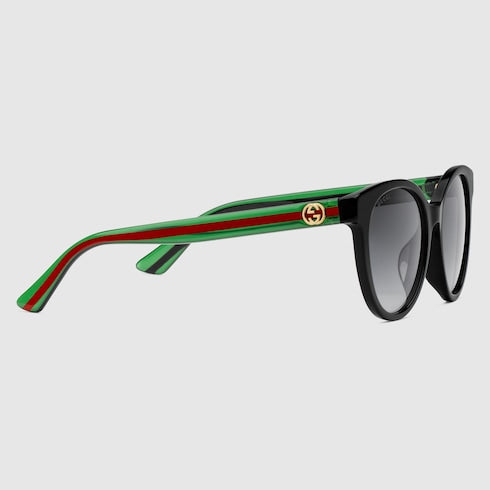 Round-frame sunglasses - black and green acetate