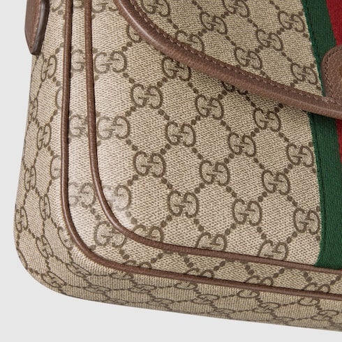 Ophidia medium top handle bag - beige and brown GG fabric