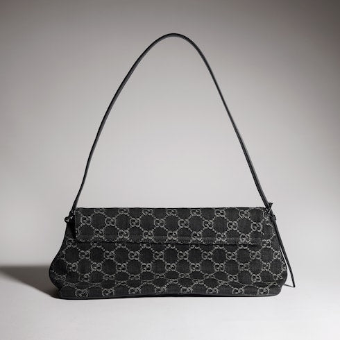 Madison medium shoulder bag - black GG denim