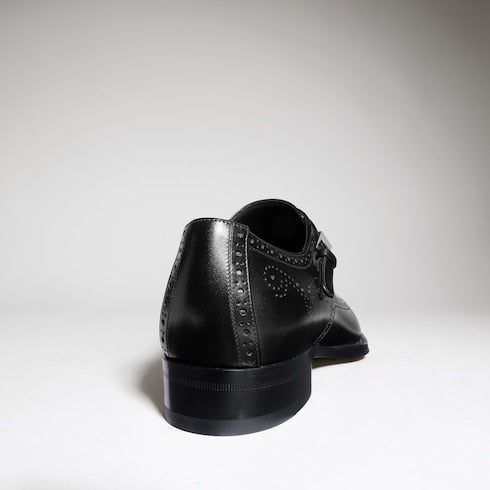 Men's monk strap shoe - black leather