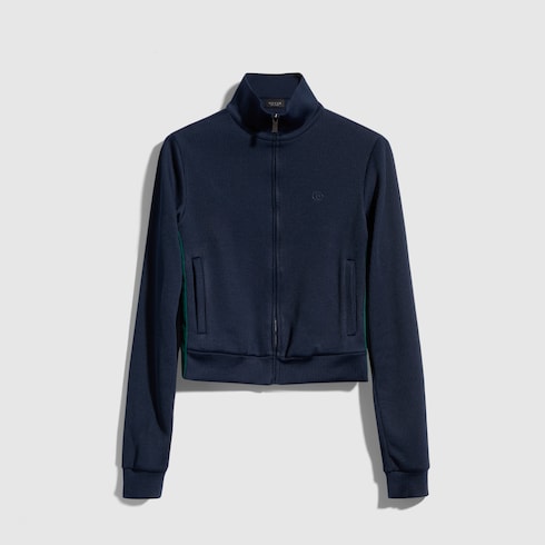 zip sweatshirt with Web - Rib cotton jersey