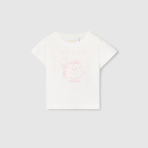 Baby cotton T-shirt with print - white