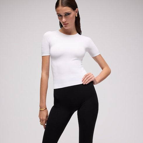 Seamless stretch nylon jersey T-shirt - white