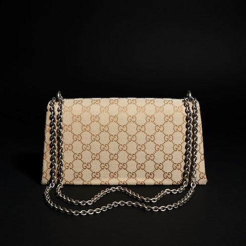Dionysus medium shoulder bag - sand and brown GG canvas
