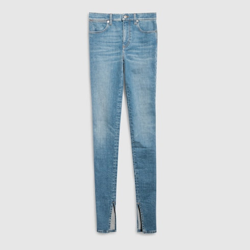 Cotton stretch denim pants - light blue