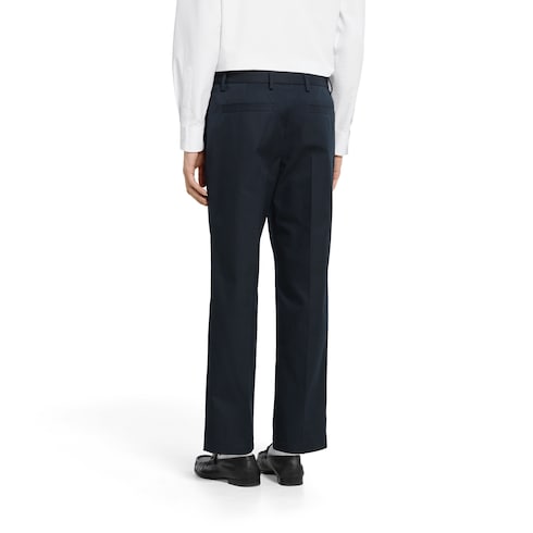 Cotton twill pant with Web detail - dark blue
