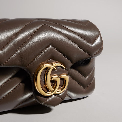 GG Marmont mini shoulder bag - dark taupe leather