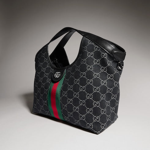 Gucci Giglio small tote bag - black GG denim