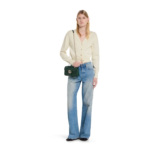 GG Marmont small shoulder bag - green leather