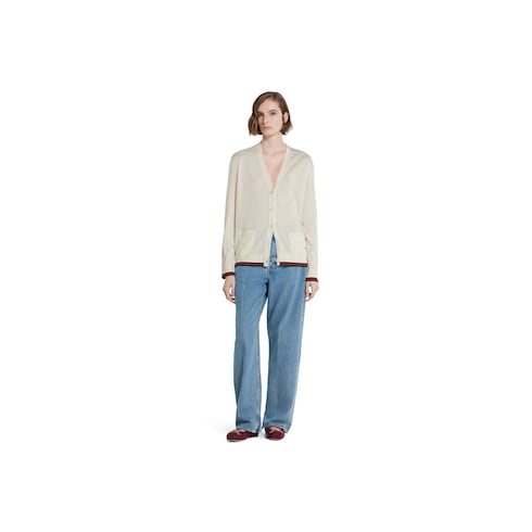 Extra fine cashmere silk cardigan - white