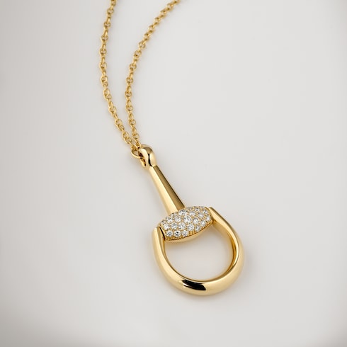 Gucci Horsebit diamond 18k pendant necklace - 18k yellow gold