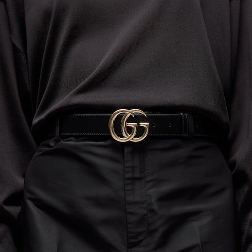 GG Marmont thin belt - black leather