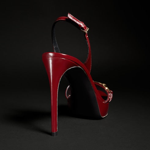 Women's Donna platform sandal - burgundy patent leather