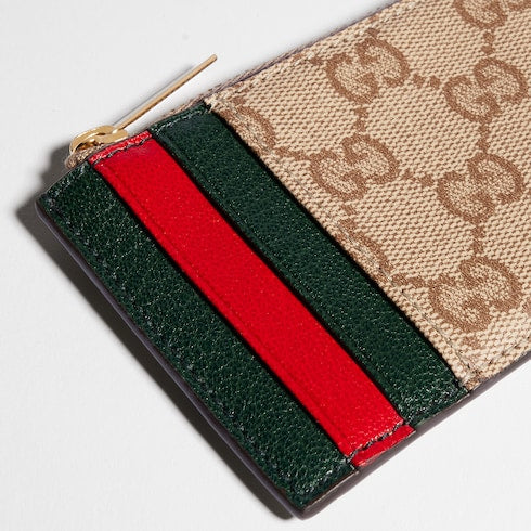 Card case with multicolor slots - sand and brown GG coated canvas