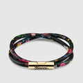 Leather double bracelet with Gucci script - black leather