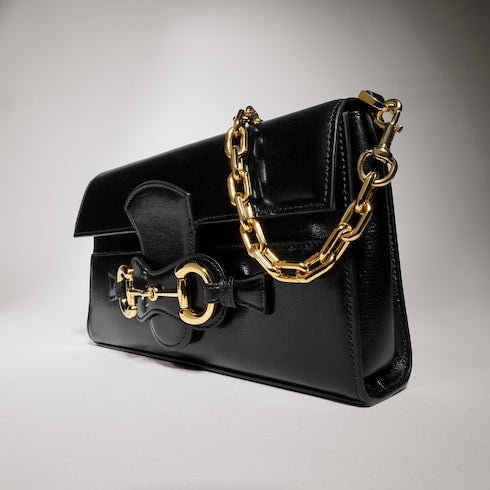 Horsebit Ristretto medium shoulder bag - black leather