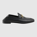 Black Leather Foldable Slim Horsebit Loafer