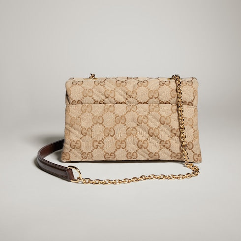 GG Marmont mini shoulder bag - sand and brown GG canvas