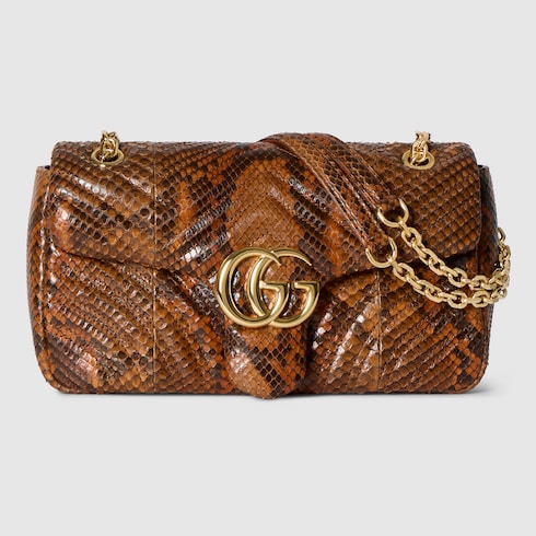 GG Marmont python medium shoulder bag - brown