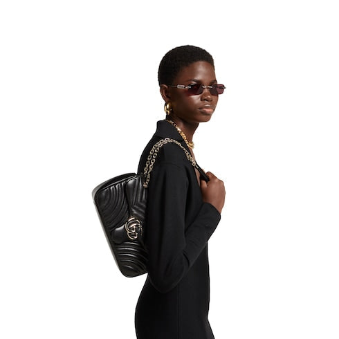 GG Marmont medium shoulder bag - black leather