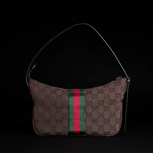 Lunetta small crossbody bag - dark brown GG canvas