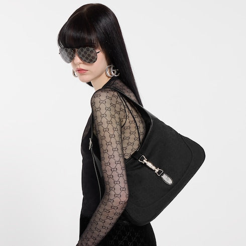 Gucci Jackie 1961 medium shoulder bag - black GG canvas