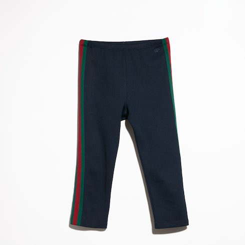 Rib cotton jersey pants with Web - blue