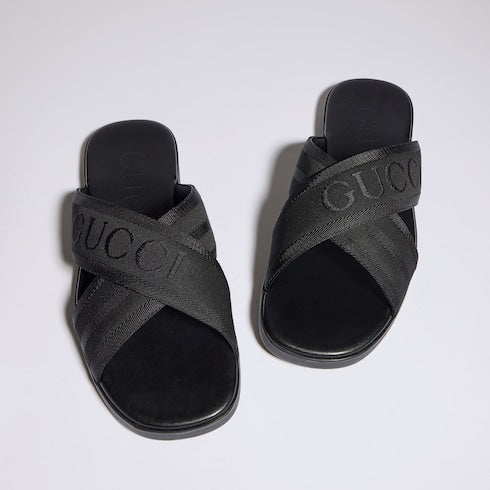 Men's slide sandal - black fabric